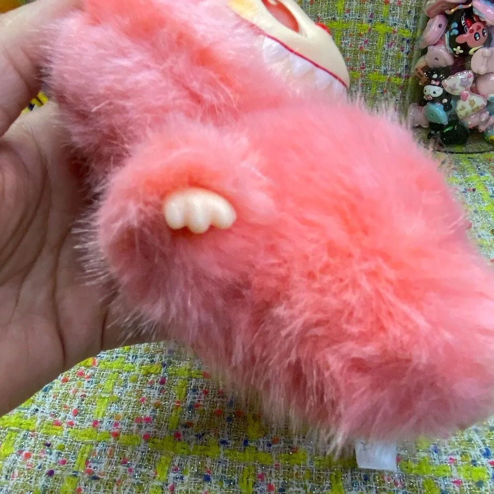 Plush Small Pet Toy - Pink Furry Bunny Costume with extra keychain